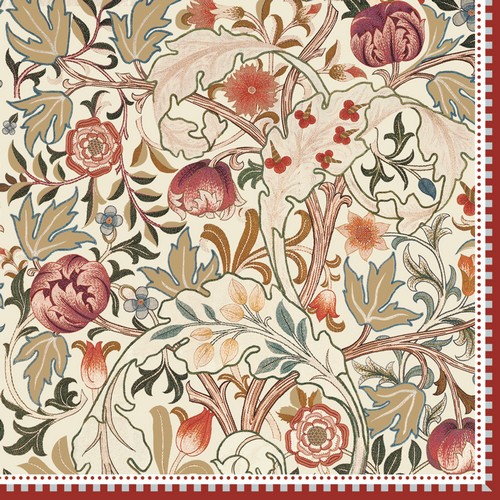 20 Servietten William Morris natural - Künstlerische Blüten und Blätter 33x33cm