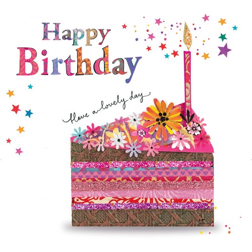 20 Servietten Happy Day - Geburtstagskuchen mit Kerze 33x33cm
