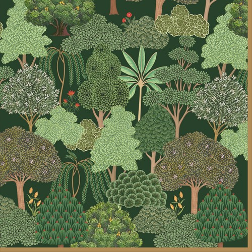 20 Servietten Woodland - Grüne Bäume im dichten Wald 33x33cm
