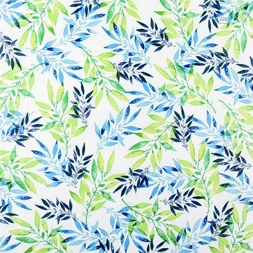 20 Servietten Watercolour Leafs green - Blätter auf Wasserfarben grün 33x33cm