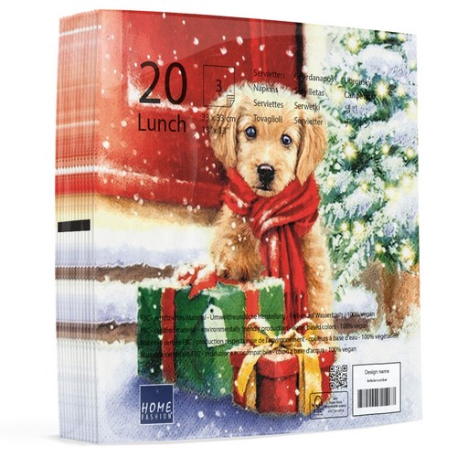 20 Servietten Little Puppy - Hund als Weihnachtsgeschenk 33x33cm