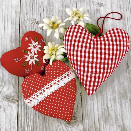 20 Servietten Bavarian Hearts – Bayrische Stoffherzen 33x33cm