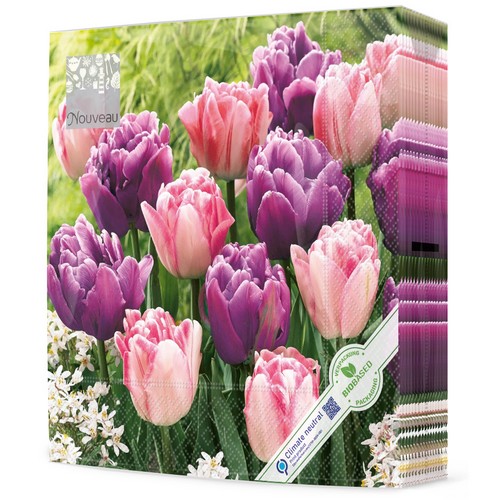 20 Servietten Tulip Field - Tulpen in rosa und lila 33x33cm