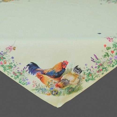 Mitteldecke Polyester Hahn, Henne & Küken 85x85cm