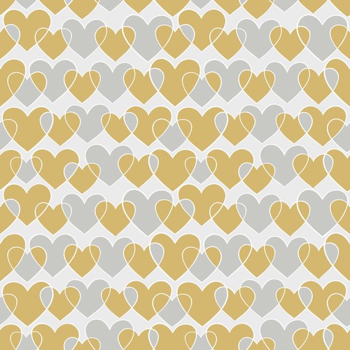 20 Servietten Endless Hearts - Kleine Herzen silber & gold 33x33cm