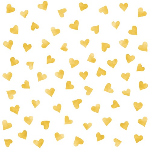 20 Servietten My Heart gold - Verstreute, goldene Herzen 33x33cm