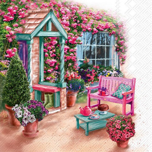 20 Servietten Garden View - Gemütliche Gartenecke 33x33cm