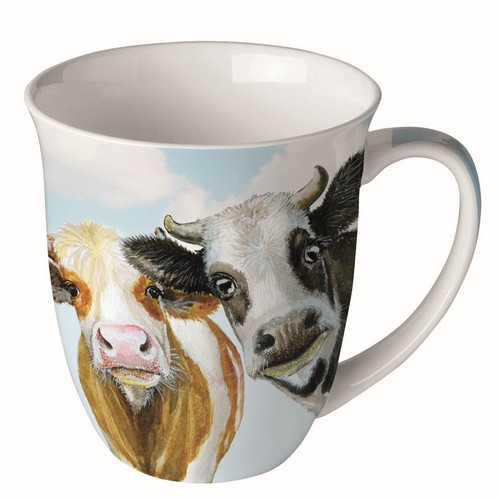 Tasse aus Porzellan Alma and Bella - Neugierige Kühe 0,4L, Höhe 10,5cm