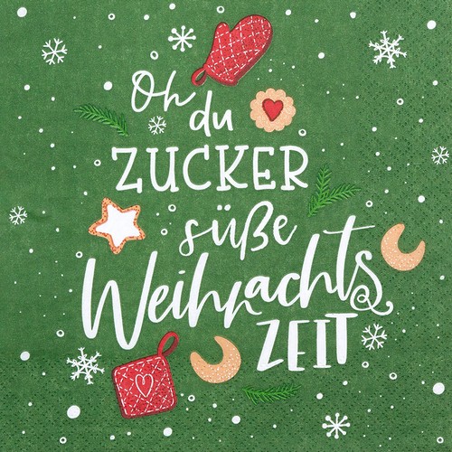 20 Servietten Zuckersüße Zeit - Süße Weihnachtszeit 33x33cm