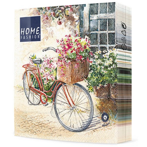 20 Servietten Flowerbike - Blumenfahrrad 33x33cm