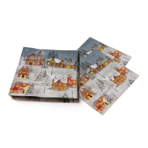 20 Servietten Feels like Christmas - Beleuchtete Weihnachtsstadt 33x33cm