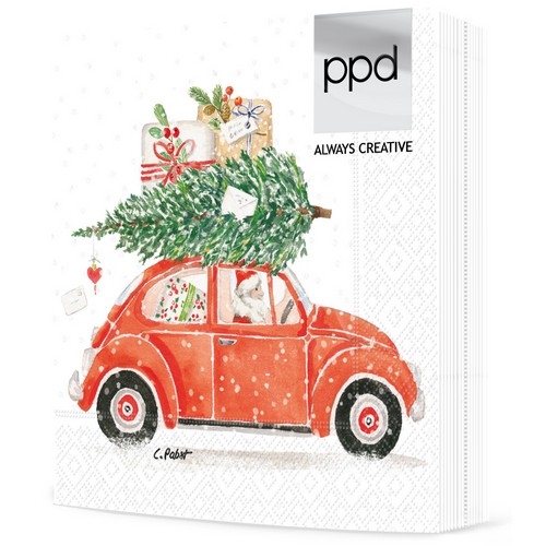 20 Servietten Christmas Delivery - Santas Weihnachtsauto 33x33cm