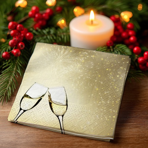 20 kleine Cocktailservietten Toast of joy - Anstoßen auf gold 25x25cm