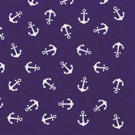 20 Servietten Anchor white - Kleine Anker auf blau 33x33cm