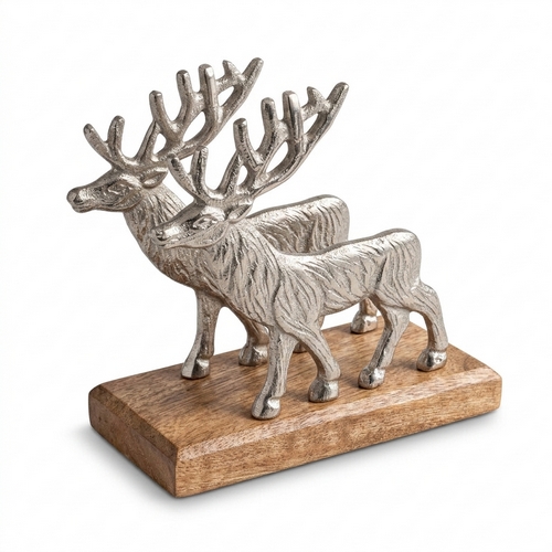 Serviettenhalter Reindeer silver - Hirsch silber für alle Serviettengrößen, aus Holz, 15,5x16cm