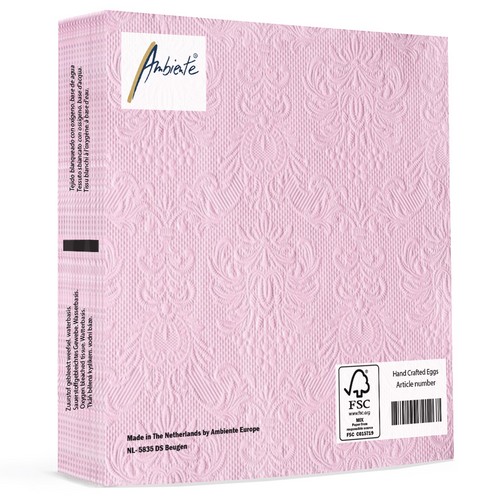 15 geprägte Servietten Elegance rose 33x33cm