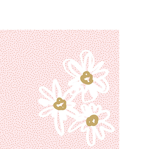 20 kleine Cocktailservietten Blooming Pattern - Weiße Blüten auf rosa 25x25cm