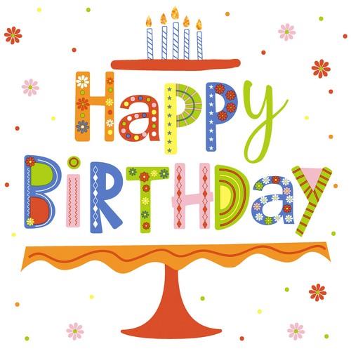 20 Servietten Happy B-day Colour - Kuchen aus Happy Birthday 33x33cm