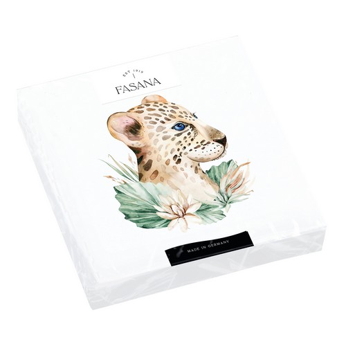 20 Servietten Tropical Leopard - Leopard an exotischen Blättern 33x33cm