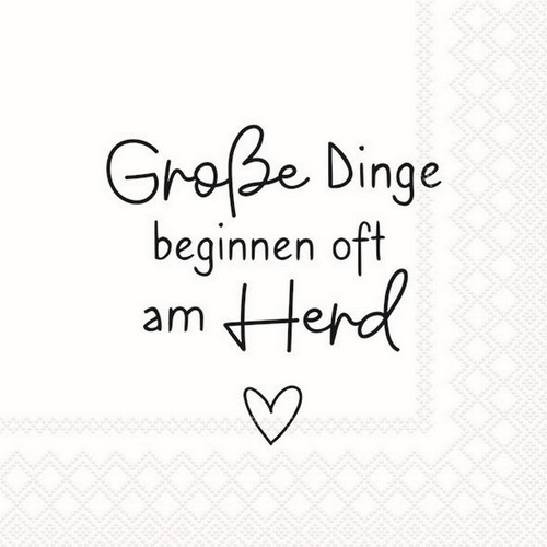 20 Servietten Grosse Dinge - beginnen oft am Herd 33x33cm