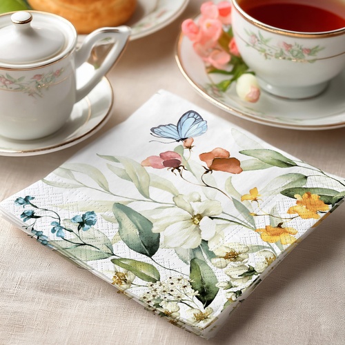 20 kleine Cocktailservietten Happy Feeling - Natürliche Wiese 25x25cm