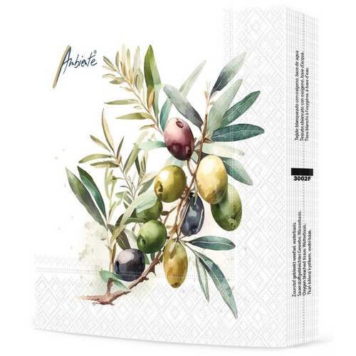 20 Servietten Olive Branch - Natürlicher Olivenzweig 33x33cm