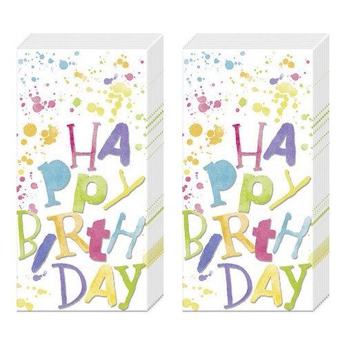 2x 10 Taschentücher Birthday Splashes - Happy Birthday mit Punkte