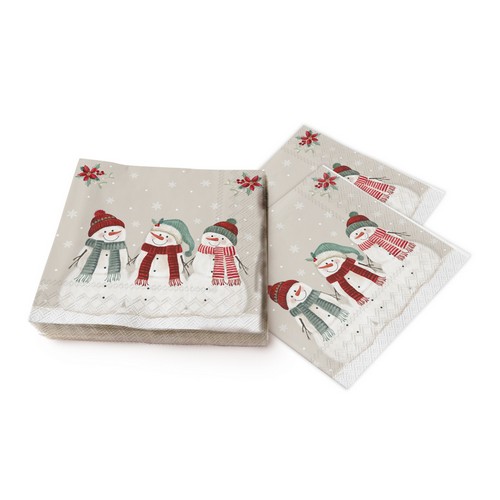 20 Servietten Three Snowmen - Freundschaft unter Schneemänner 33x33cm