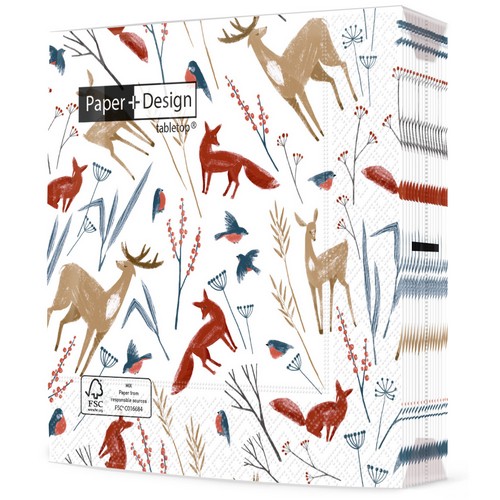 20 Servietten Autumn Animals - Einfache Waldtiere 33x33cm