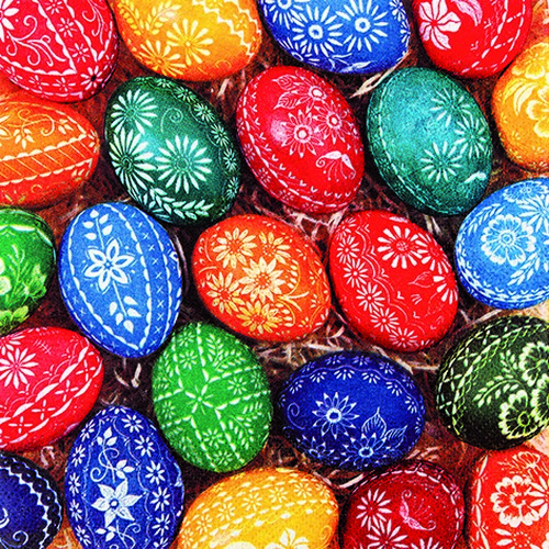 20 Servietten Hand Crafted Eggs - Viele handbemalte Eier 33x33cm