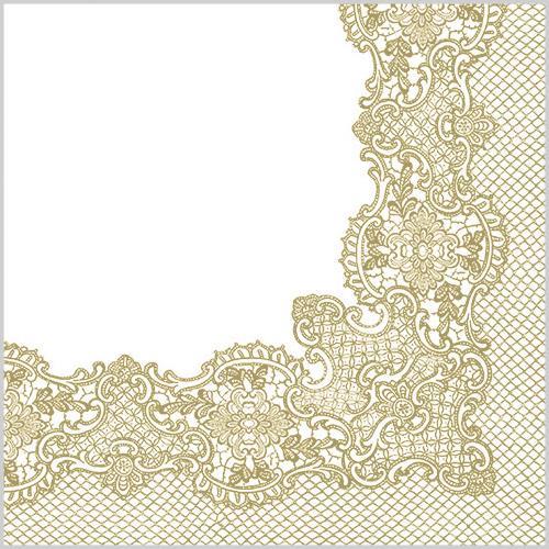 20 Servietten Royal Lace gold - Barock Muster gold 33x33cm