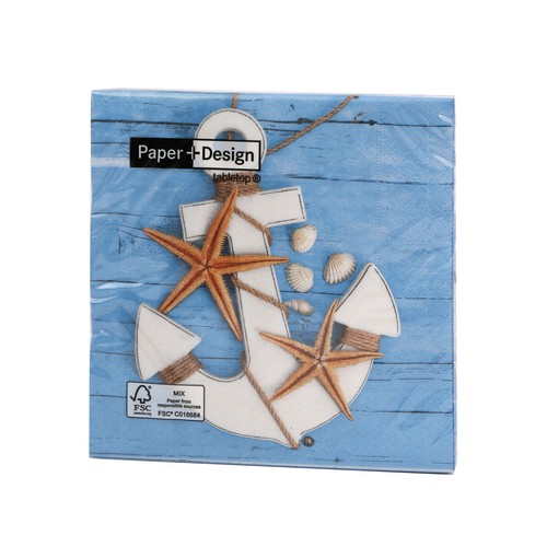 20 Servietten On the Pier - Seesterne an Anker 33x33cm