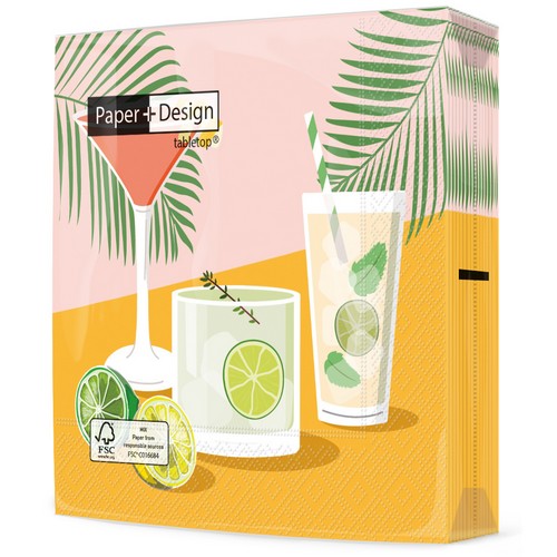 20 Servietten Drinks - Auswahl an Cocktails 33x33cm