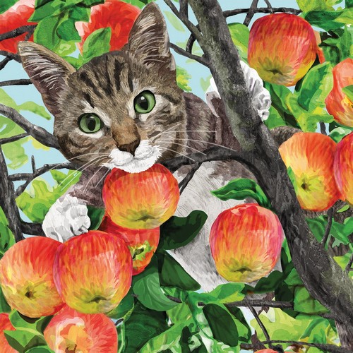 20 Servietten Fuji - Katze im Apfelbaum 33x33cm