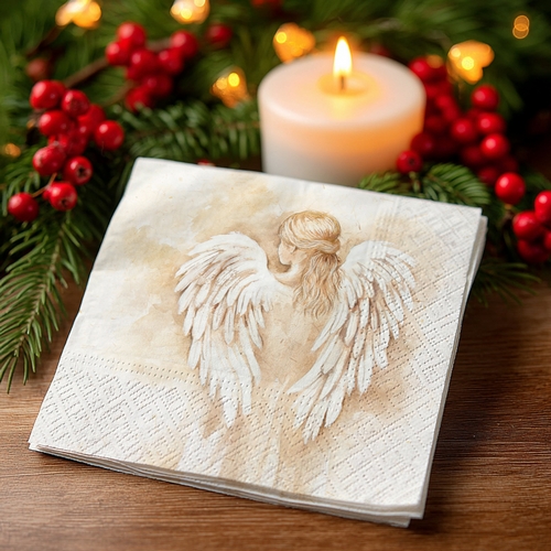 20 kleine Cocktailservietten Romantic Angel - Mädchen als Engel 25x25cm