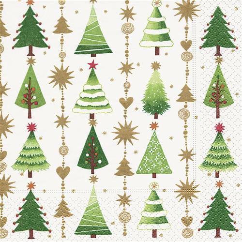 20 Servietten Fine little trees - Viele grüne Bäume 33x33cm