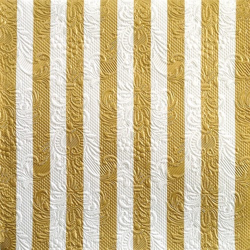 15 Servietten geprägt Elegance Stripes gold/white - Streifen gold/weiß 33x33cm