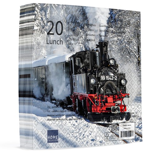 20 Servietten Preßnitztalbahn - Eisenbahn in Winterlandschaft 33x33cm