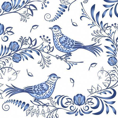 20 Servietten Porcelain Bird 33x33cm