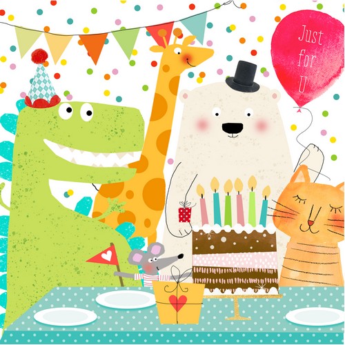 20 Servietten All my Friends - Tiere zur Geburtstagsfeier 33x33cm
