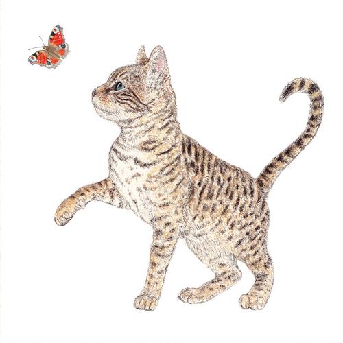 20 Servietten Celine - Katze mit Schmetterling 33x33cm
