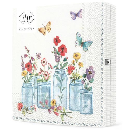 20 Servietten Summer Jars - Gläser voller Blumen 33x33cm