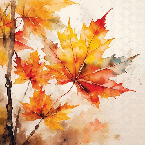 20 Servietten Vibrant Leaves - Herbstblätter in Malfarben 33x33cm