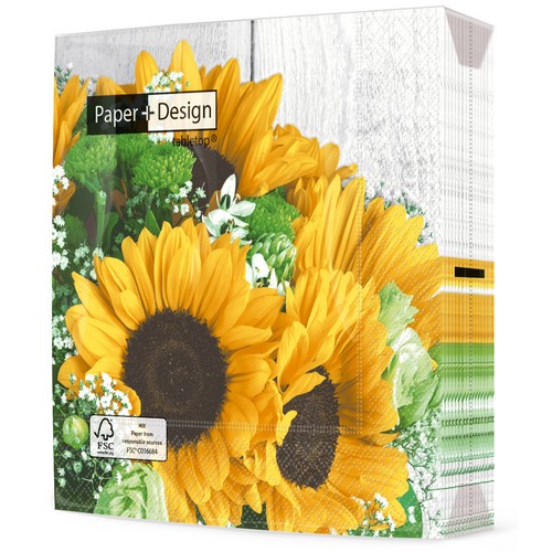 20 Servietten Harvest sunflower - Sonnenblumen im Strauß 33x33cm
