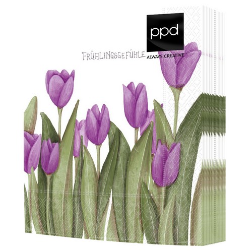20 napkins Spring fever - Purple tulip meadow 33x33cm