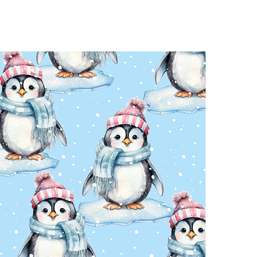 20 kleine Cocktailservietten Pengupal - Pinguin auf Scholle 25x25cm