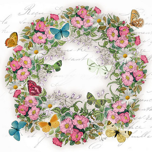 20 Servietten Wreath of Flowers - Vielseitiger Blumenkranz 33x33cm