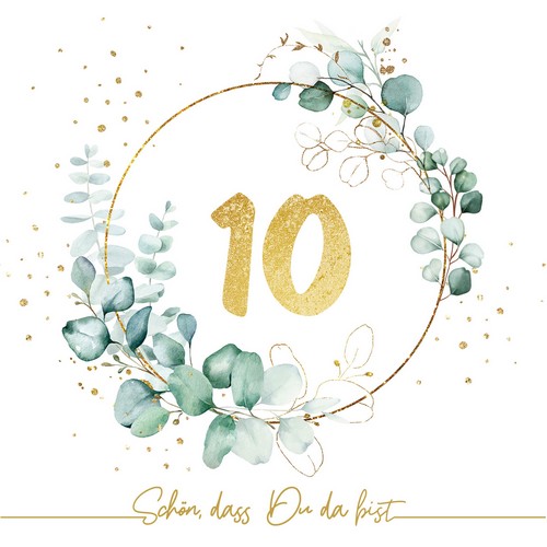 20 Servietten Eucalyptus Golden 10 - Goldene 10 33x33cm