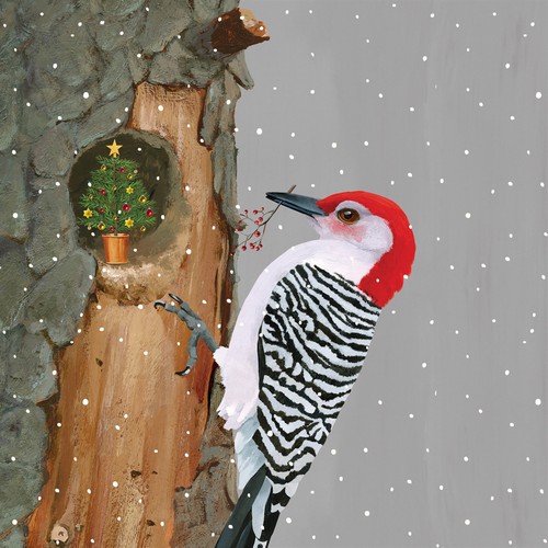 20 Servietten Woody´s Holiday - Specht am Waldbaum 33x33cm
