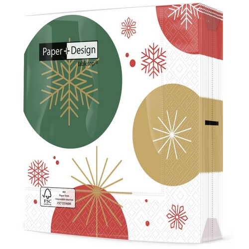 20 Servietten Joyful Pattern - Wintermuster mit Schneeflocken 33x33cm